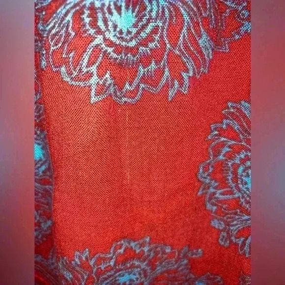 Free People Red Walking On A Dream Tunic long sleeve Blouse - Picture 12 of 13